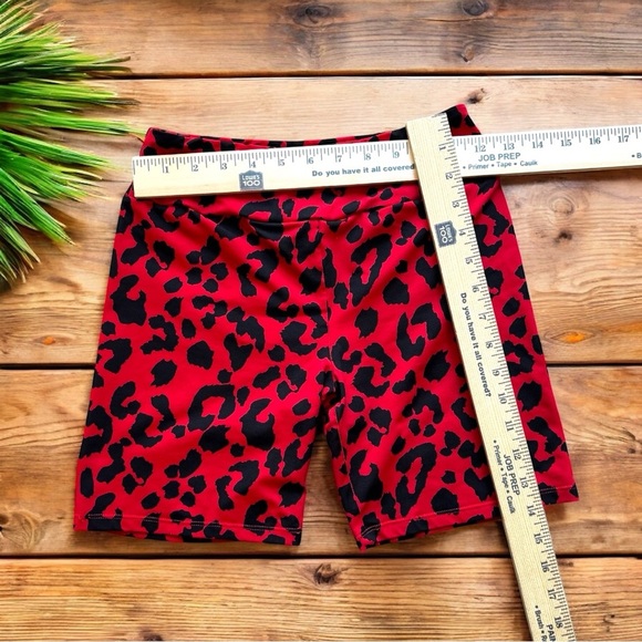 LICI FIT Red Leopard Print High Waist Biker Shorts – Size M - Picture 6 of 12